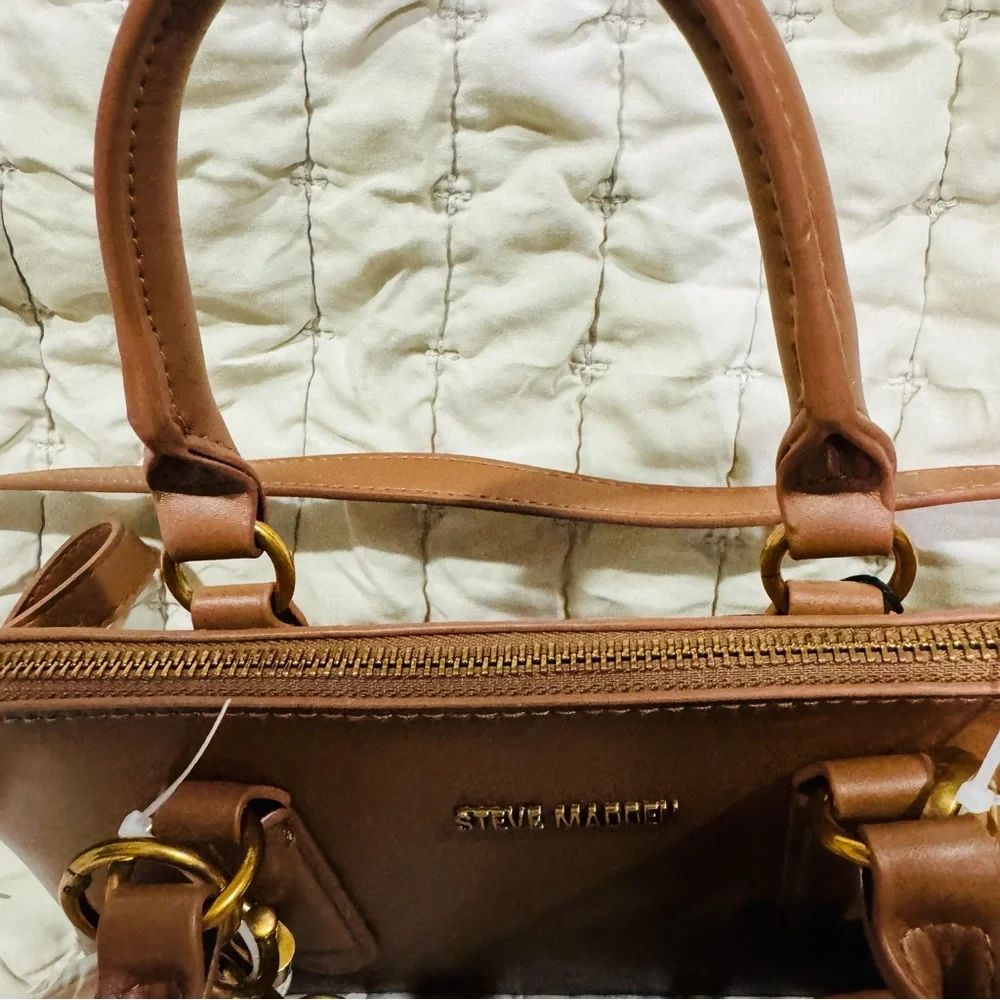 Steve Madden Brown Bthorne Nutshell with Teddy Bear Charms Crossbody Satchel Bag